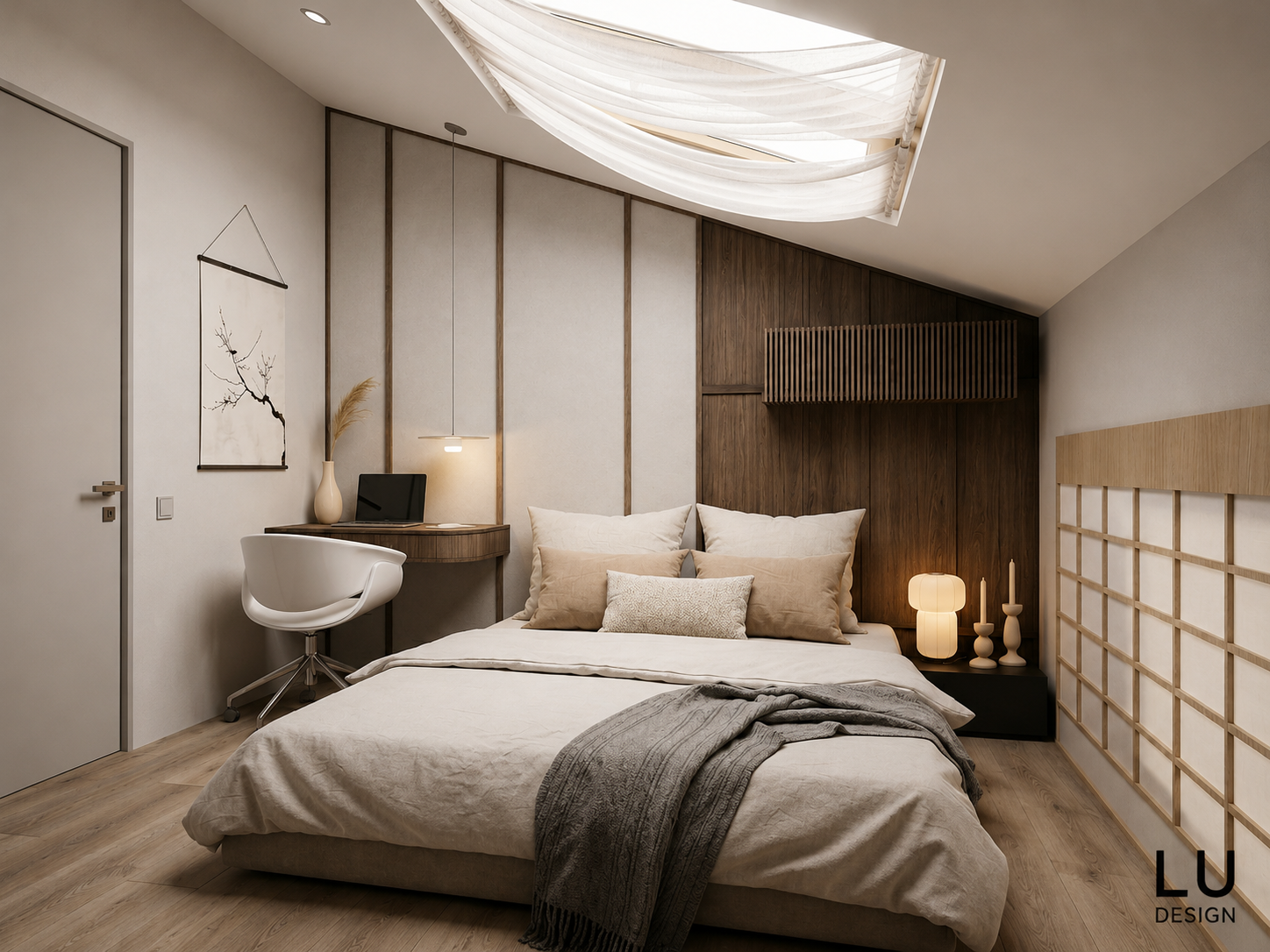 Однокомнатная квартира в стиле джапанди, Геленджик — проект LU Design